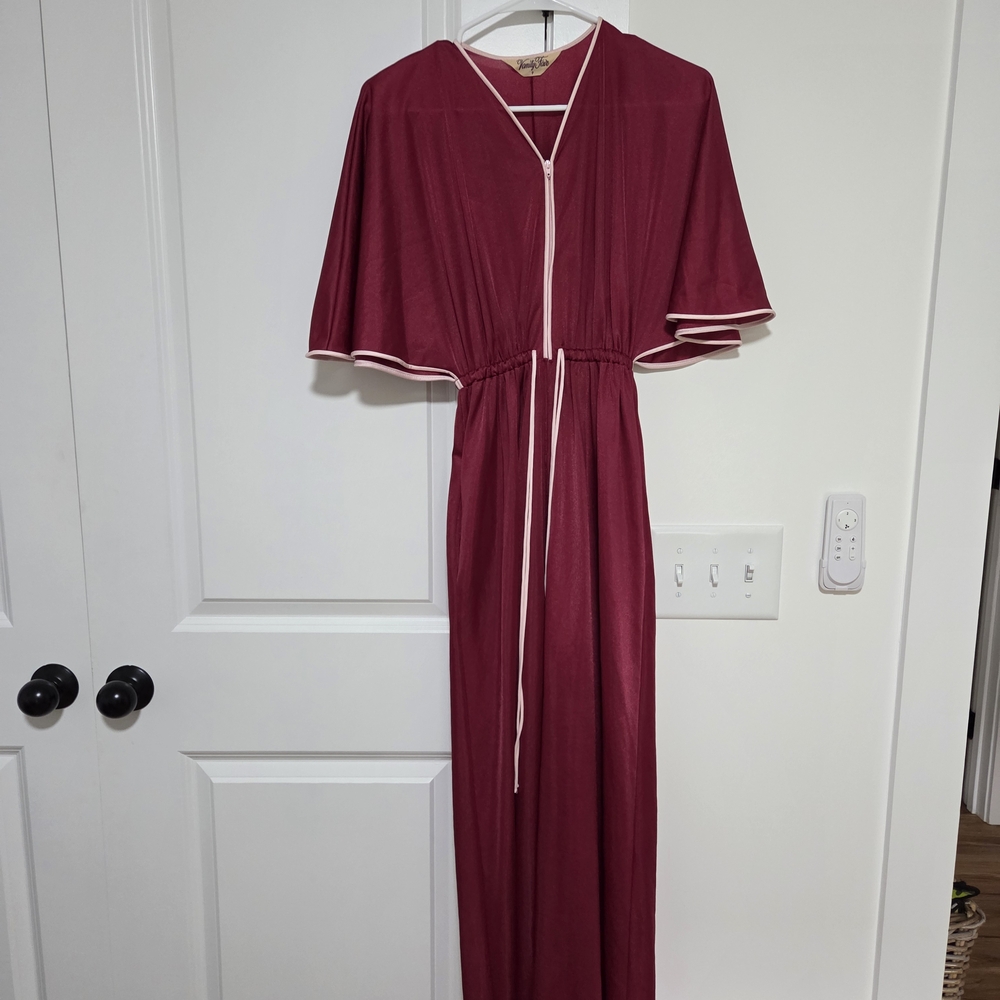 Vanity Fair Burgundy Dress with Cream Accents